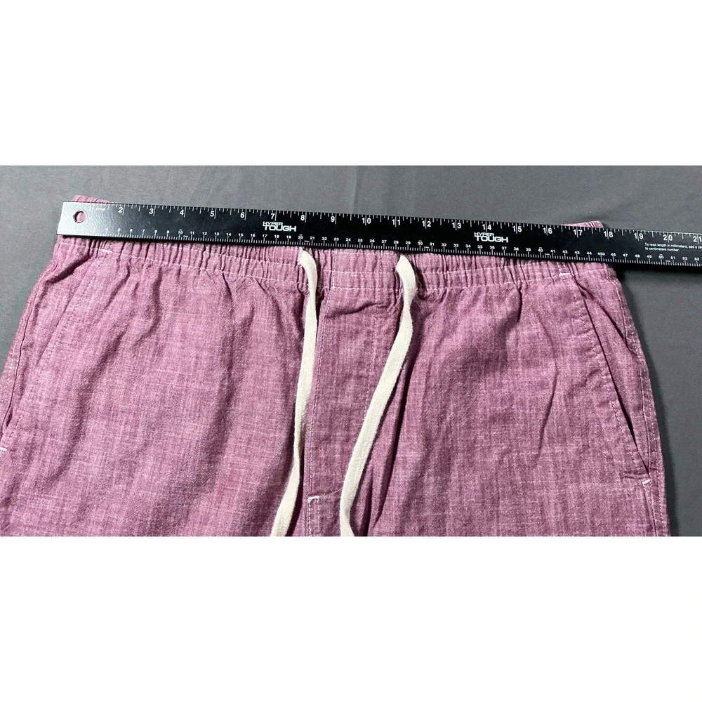 Banana Republic Mens Large Burgundy Cotton Chambray Drawstring Shorts Elastic